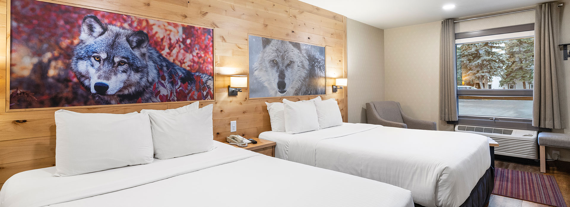 Hotel room with two queen beds