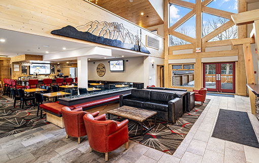 Lobby2 Lobby seating and an onsite restaurant